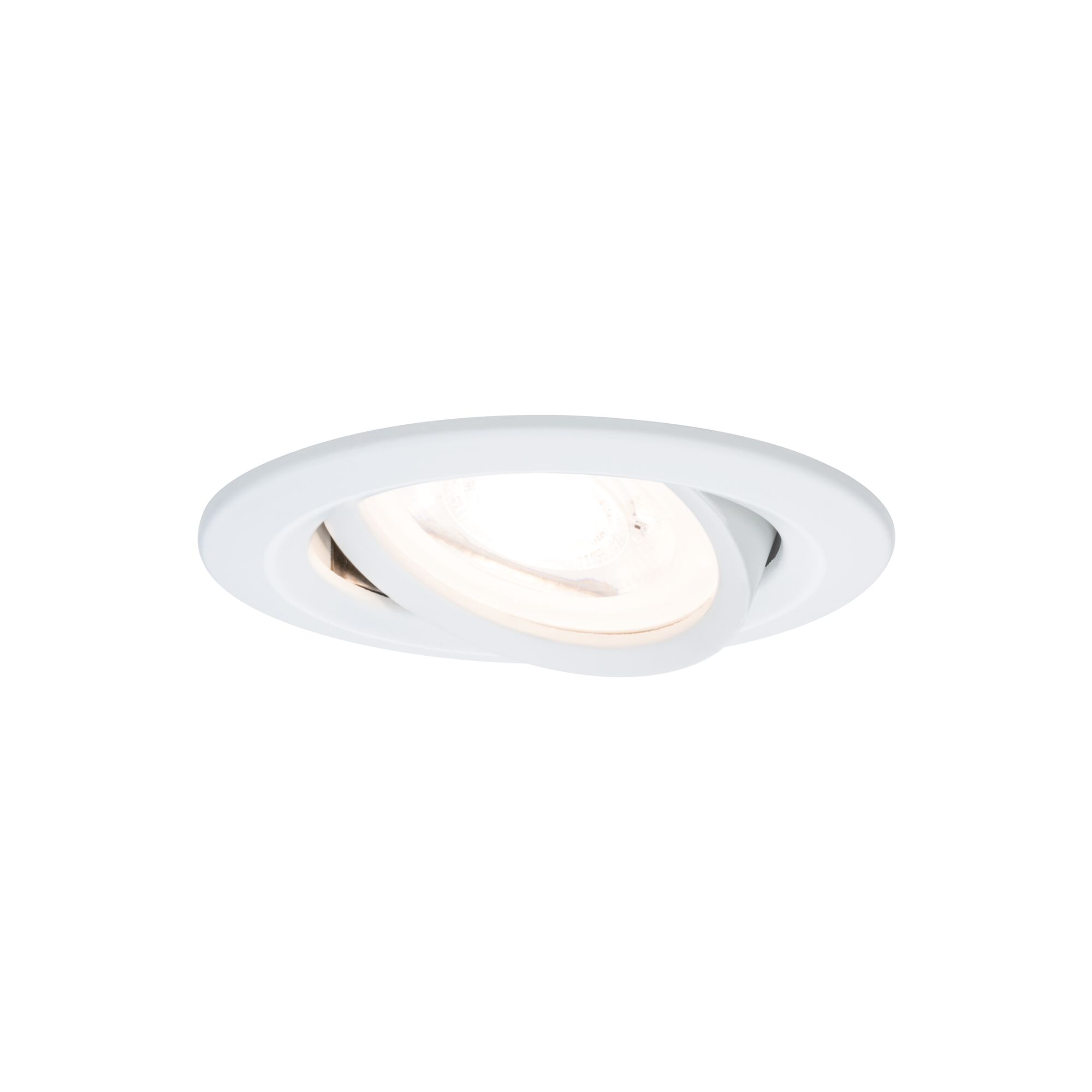 Weißer Einbaustrahler aus Metall mit schwenkbarem Spot für flexible LED-Beleuchtung