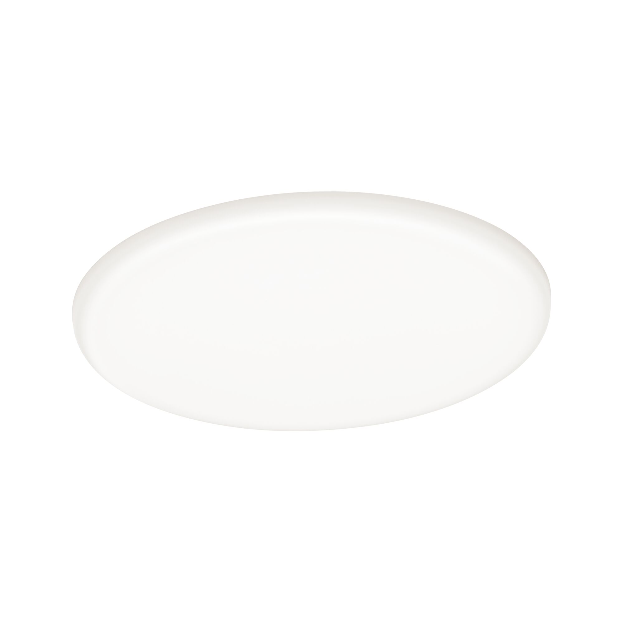 Round white LED ceiling light with matte plastic diffuser for energy-efficient room lighting