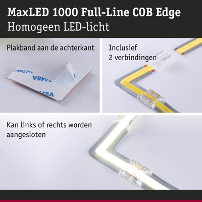 MaxLED 1000 Full-Line COB Edge LED-strip met plakband en twee verbindingen voor flexibele verlichting