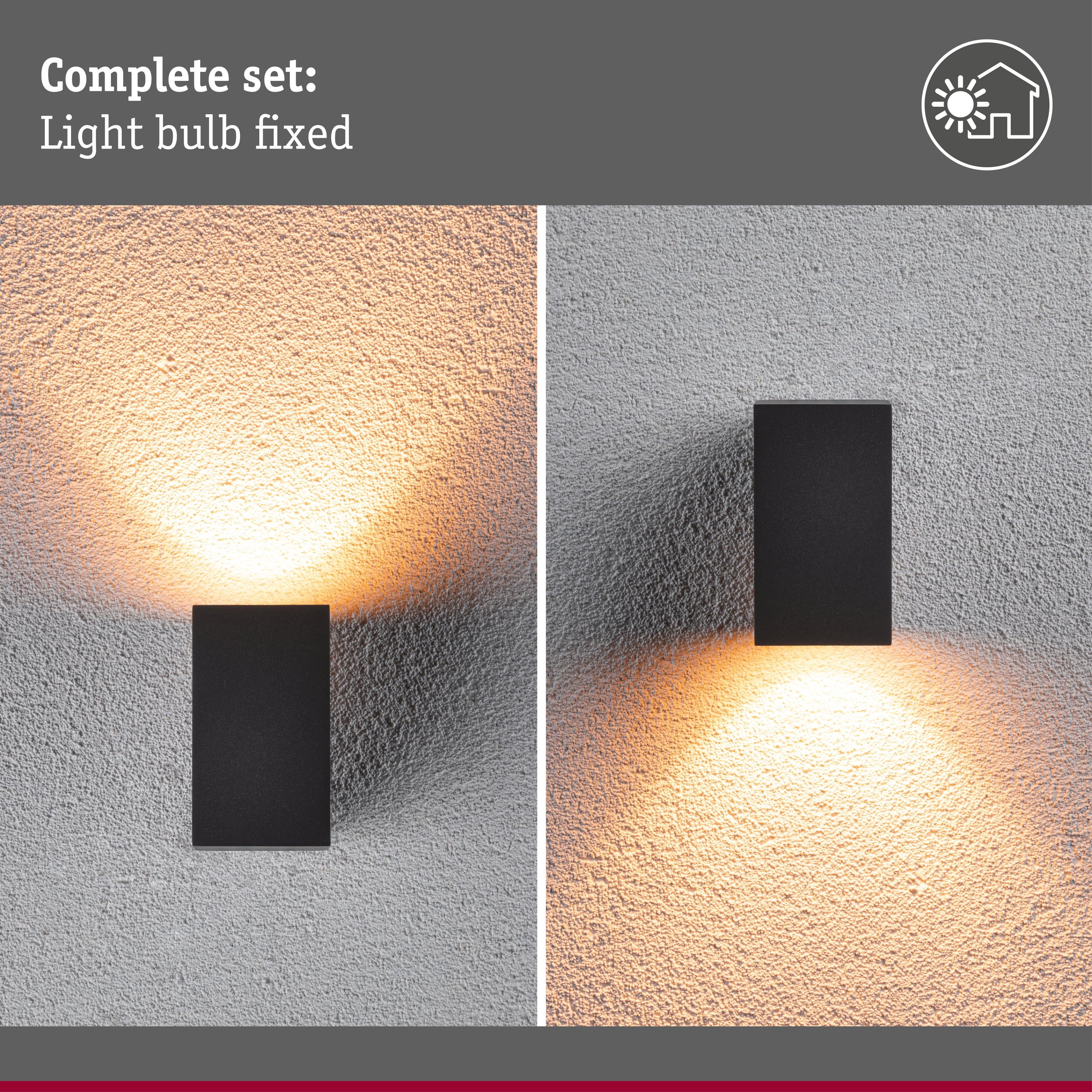 LED Wall light Flame insect friendly IP44 angular 58x103mm 2200K 4W 265lm 230V 75° Anthracite Metal