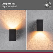 LED Wall light Flame insect friendly IP44 angular 58x103mm 2200K 4W 265lm 230V 75° Anthracite Metal