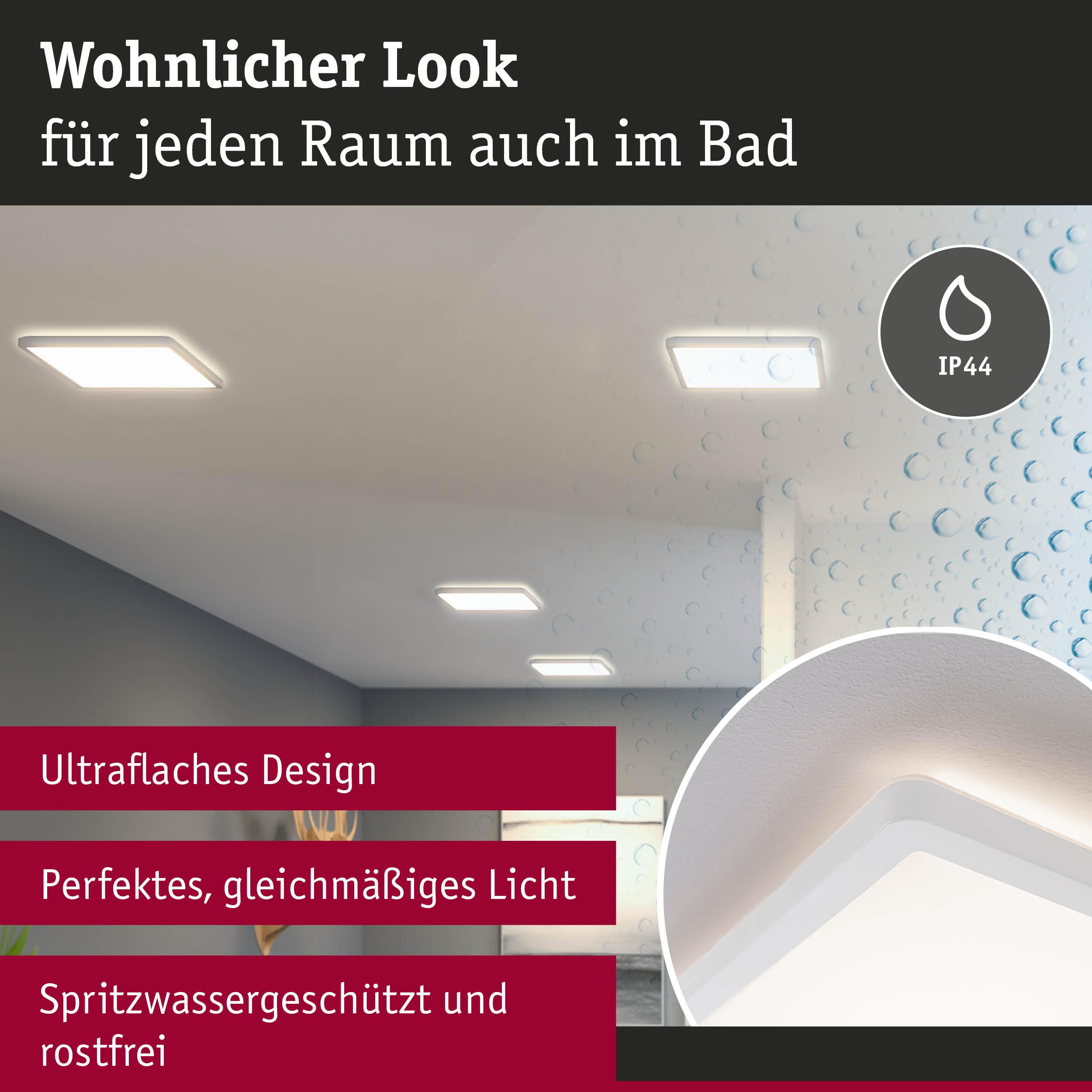 Ultraflache weiße LED-Deckenleuchte mit IP44 Schutz für Badezimmer, gleichmäßiges Licht, spritzwassergeschützt