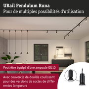 Suspension noire URail Pendulum Runa avec douille GU10 et longueur réglable pour éclairage intérieur moderne