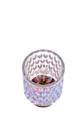 Round glass wall light with textured pattern and visible bulb for decorative lighting effect