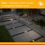 Solar LED Recessed floor light Sorea Twilight switch IP67 angular 200x100mm 2200K 0,3W 14lm 3,7V Brushed iron ABS/Polycarbonate/Stainless steel