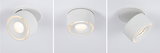 Spot LED de plafond moderne en métal blanc avec lumière blanc chaud et tête orientable pour éclairage d'accent