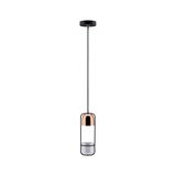 Moderne hanglamp met koperkleurig metaal en zwart frame voor stijlvolle binnenverlichting