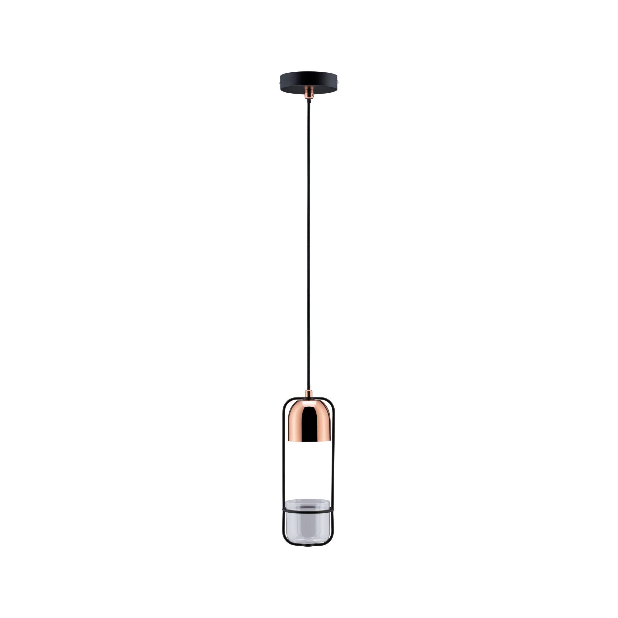 Modern pendant light with copper metal and black frame for stylish indoor lighting