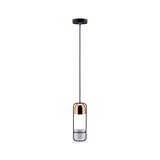 Modern pendant light with copper metal and black frame for stylish indoor lighting