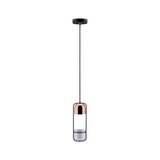 Moderne hanglamp met koperkleurig metaal en zwart frame voor stijlvolle binnenverlichting