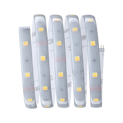 Flexibler LED-Lichtstreifen mit weißen LEDs und selbstklebender Rückseite für vielseitige Beleuchtung.