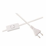 White power cable with switch and Euro plug, textile cord for lamps and lighting