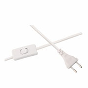 Câble d'alimentation blanc avec interrupteur et prise Euro, cordon textile pour lampes