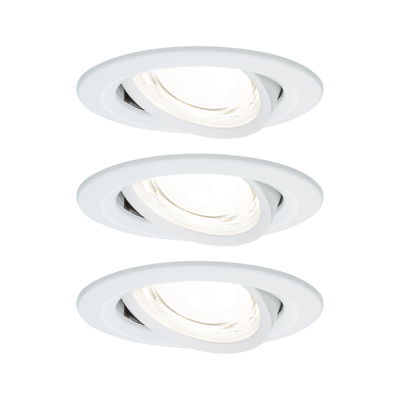 Trois spots encastrés blancs en plastique avec tête orientable pour éclairage LED flexible