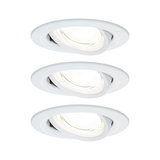 Drie witte inbouwspots van kunststof met verstelbare kop voor flexibele LED-verlichting