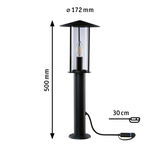 Black outdoor metal lamp with clear glass and E27 socket, 50 cm height, 17.2 cm diameter