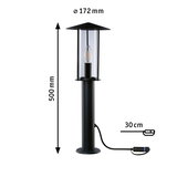 Lampe extérieure noire en métal avec verre transparent et douille E27, hauteur 50 cm, diamètre 17,2 cm