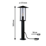 Sort udendørslampe i metal med klart glas og E27 fatning, 50 cm høj, 17,2 cm i diameter