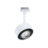 Moderner weißer LED-Spot mit schwarzem Lüfterring für Schienensystembeleuchtung