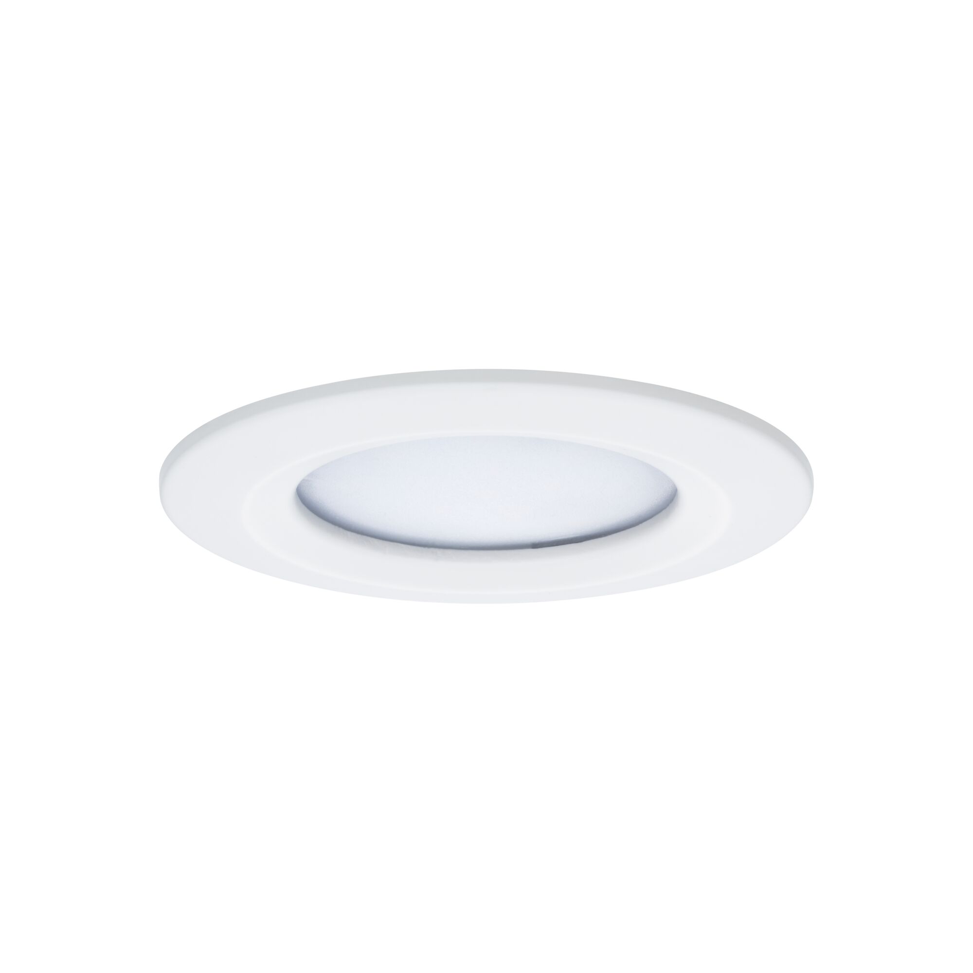 Round white LED recessed panel with matte diffuser for energy-efficient ceiling lighting
