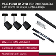 URail Starter set with black metal spotlights and rail profile for flexible lighting design