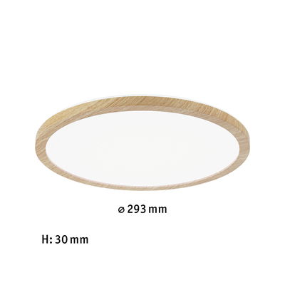 Ronde LED-plafondlamp met natuurlijke houten rand, 293 mm diameter, 30 mm hoogte, moderne verlichting