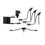 Zwarte LED-tuinschijnwerper set met grondpennen en kabels voor buitenverlichting en tuinverlichting