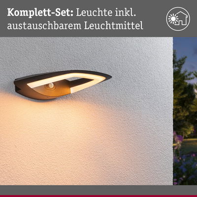 Modernes schwarzes LED-Wandleuchte-Set mit warmweißem Licht und austauschbarem Leuchtmittel für Außenbereiche