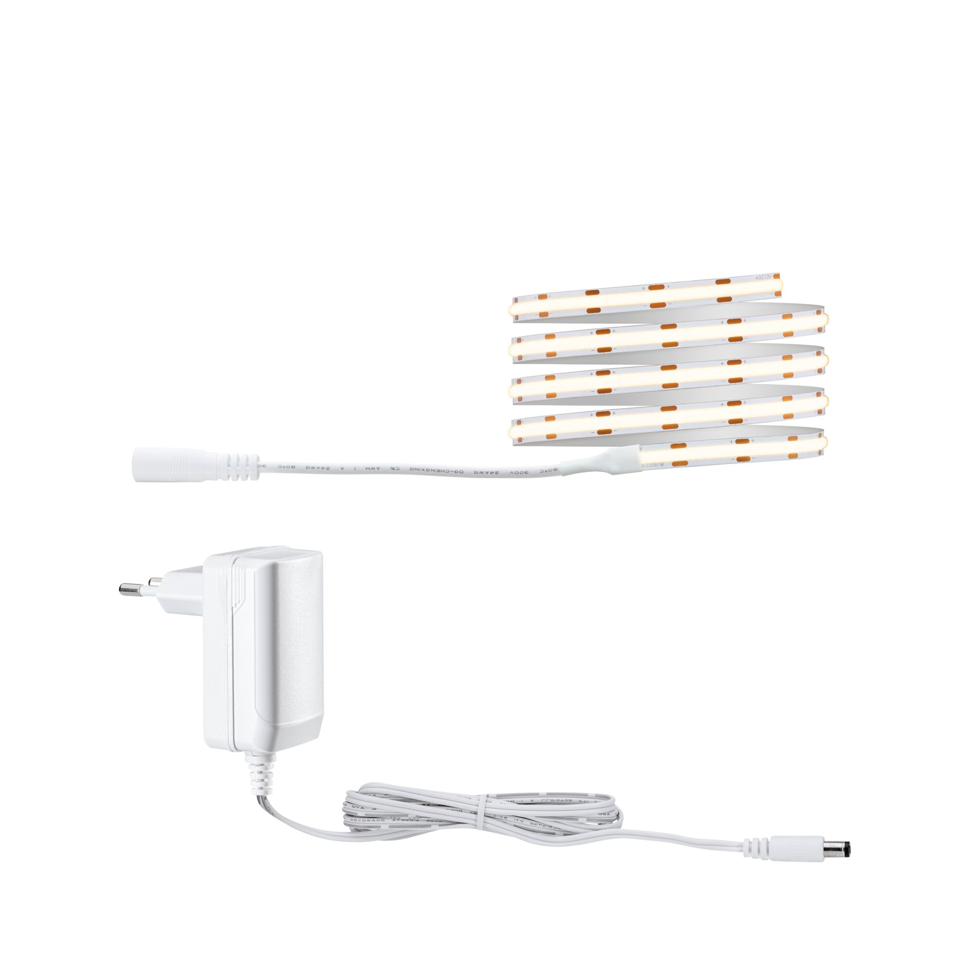 SimpLED Strip LED Full-Line COB Kit complet 1,5m 7W 500lm/m 384 LEDs/m 3000K 12VA Bande LED flexible blanche avec adaptateur secteur, éclairage LED économique pour intérieur