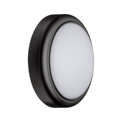 Round LED ceiling light with black housing and white diffuser for modern indoor lighting