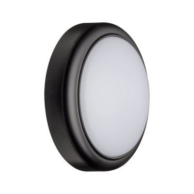 Runde LED-Deckenleuchte mit schwarzem Gehäuse und weißem Diffusor für moderne Innenbeleuchtung