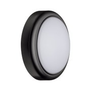 Runde LED-Deckenleuchte mit schwarzem Gehäuse und weißem Diffusor für moderne Innenbeleuchtung