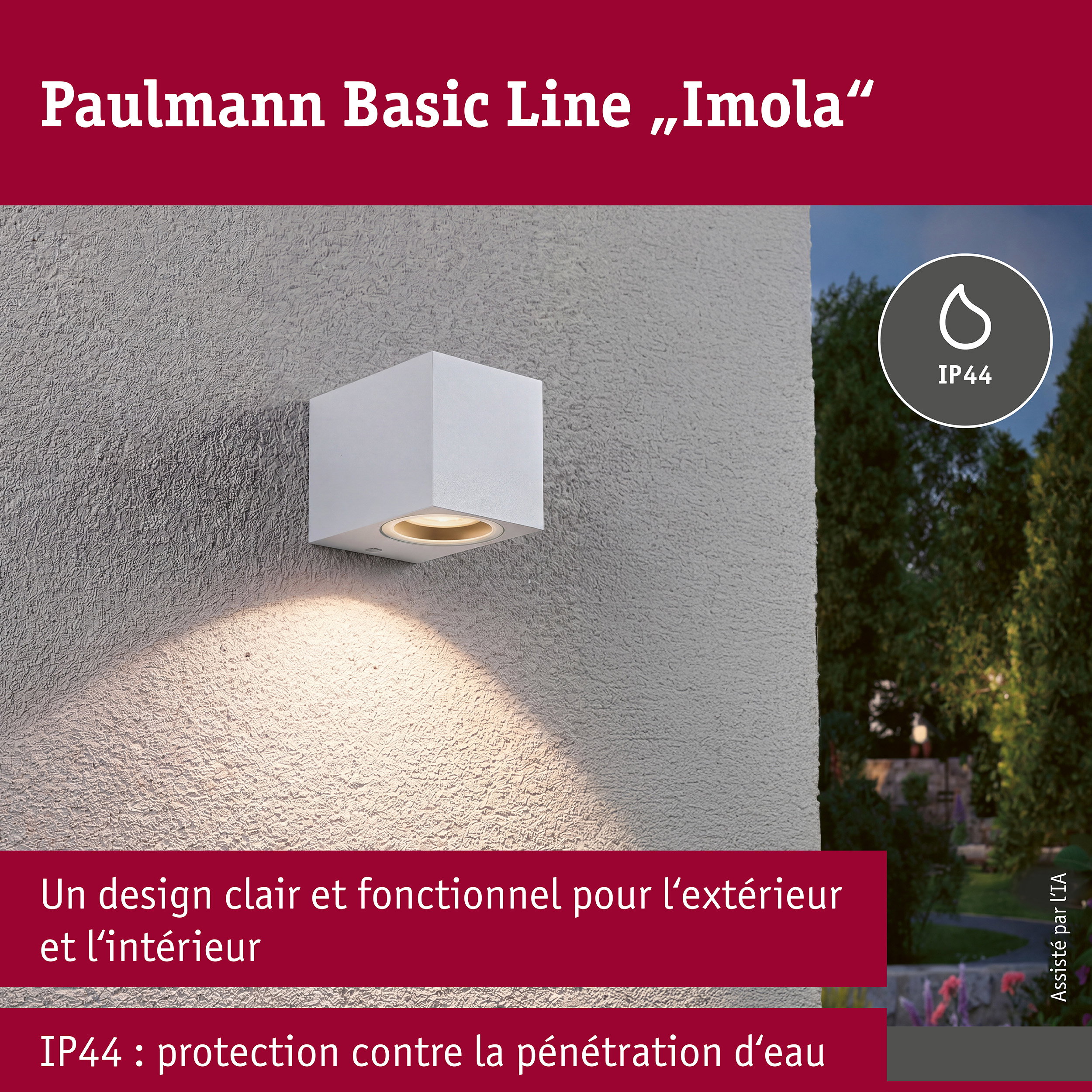 Applique Imola IP44 GU10 230V max. 10W Blanc dépoli