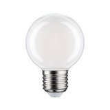 Kleine runde LED-Glühbirne mit transparentem Glas und Metallfassung für energiesparende Beleuchtung