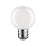 Kleine runde LED-Glühbirne mit transparentem Glas und Metallfassung für energiesparende Beleuchtung