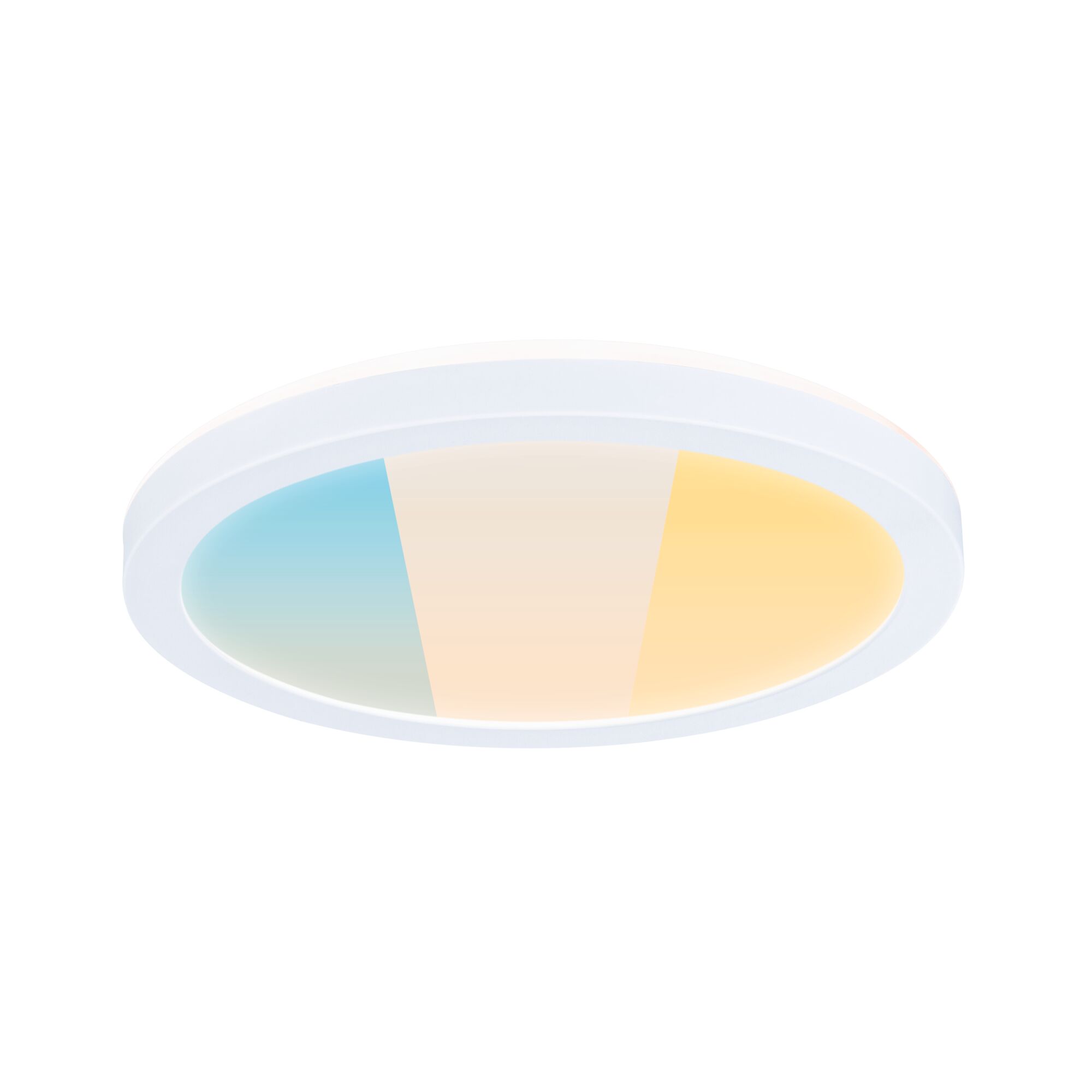 Panneau LED Atria Shine White Select IP44 rond 190mm 7,6W 1100lm 3000 - 6500K Blanc Plafonnier LED rond avec cadre blanc et température de couleur réglable en bleu et blanc chaud
