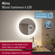 Miroir de salle de bain LED rond Mirra au design élégant avec protection IP44 pour montage mural
