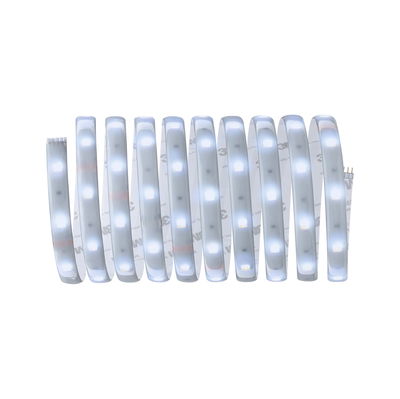 Flexible LED strip light with white LEDs and adhesive backing for versatile lighting applications
