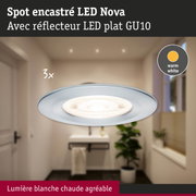 Spot encastré LED Nova en aluminium argenté avec lumière blanc chaud pour éclairage intérieur