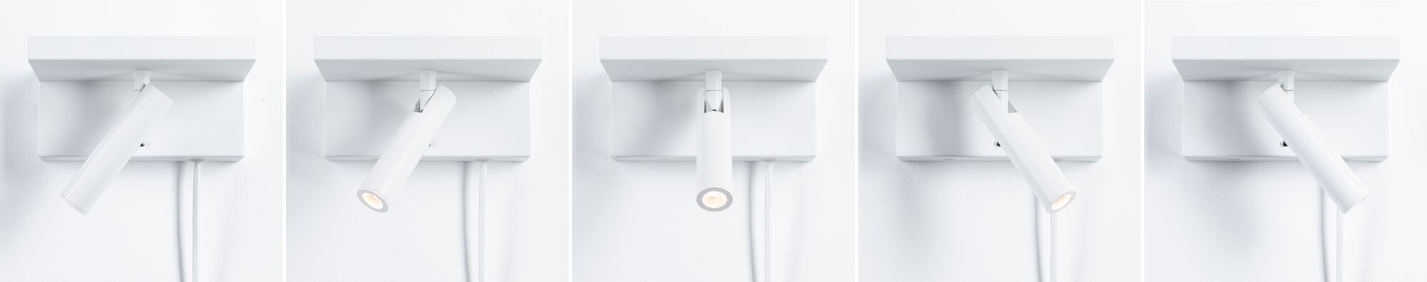 Modern white metal LED wall spotlight with adjustable head for accent lighting in interiors