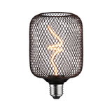 LED-lamp met zwart metalen gaas en decoratieve warmwitte gloeidraad voor stijlvolle verlichting