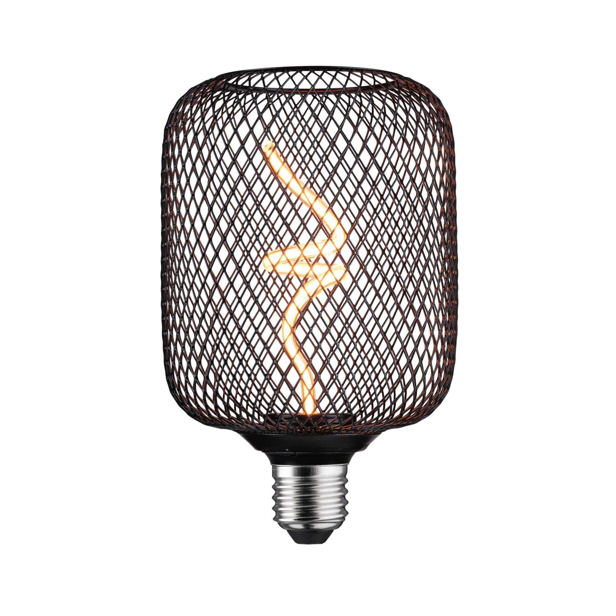 Metallic Glow Standard 230 V Ampoules LED Zyl 160lm 4W 1800K gradable Noir Ampoule LED avec grille métallique noire et filament blanc chaud décoratif pour éclairage élégant