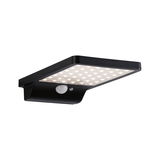 Black LED outdoor wall light with motion sensor and square panel for garden lighting