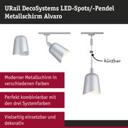 Moderner Metallschirm Alvaro in Silber für URail LED-Spots und Pendelleuchten, kürzbar und vielseitig.