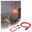 Neordic Pendant luminaire Eldar incl. plug E27 max. 20W Red/Brushed nickel dimmable Metal Red textile cable with switch and bulb socket, stylishly mounted on bedroom wall for lighting.