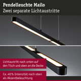 Pendelleuchte Mailo in Schwarz mit zwei separaten Lichtaustritten für Tisch- und Deckenbeleuchtung