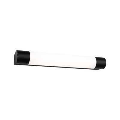 Black LED wall light with white plastic diffuser for modern indoor lighting solutions
