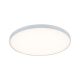 Round white LED ceiling light with matte plastic frame for modern room lighting