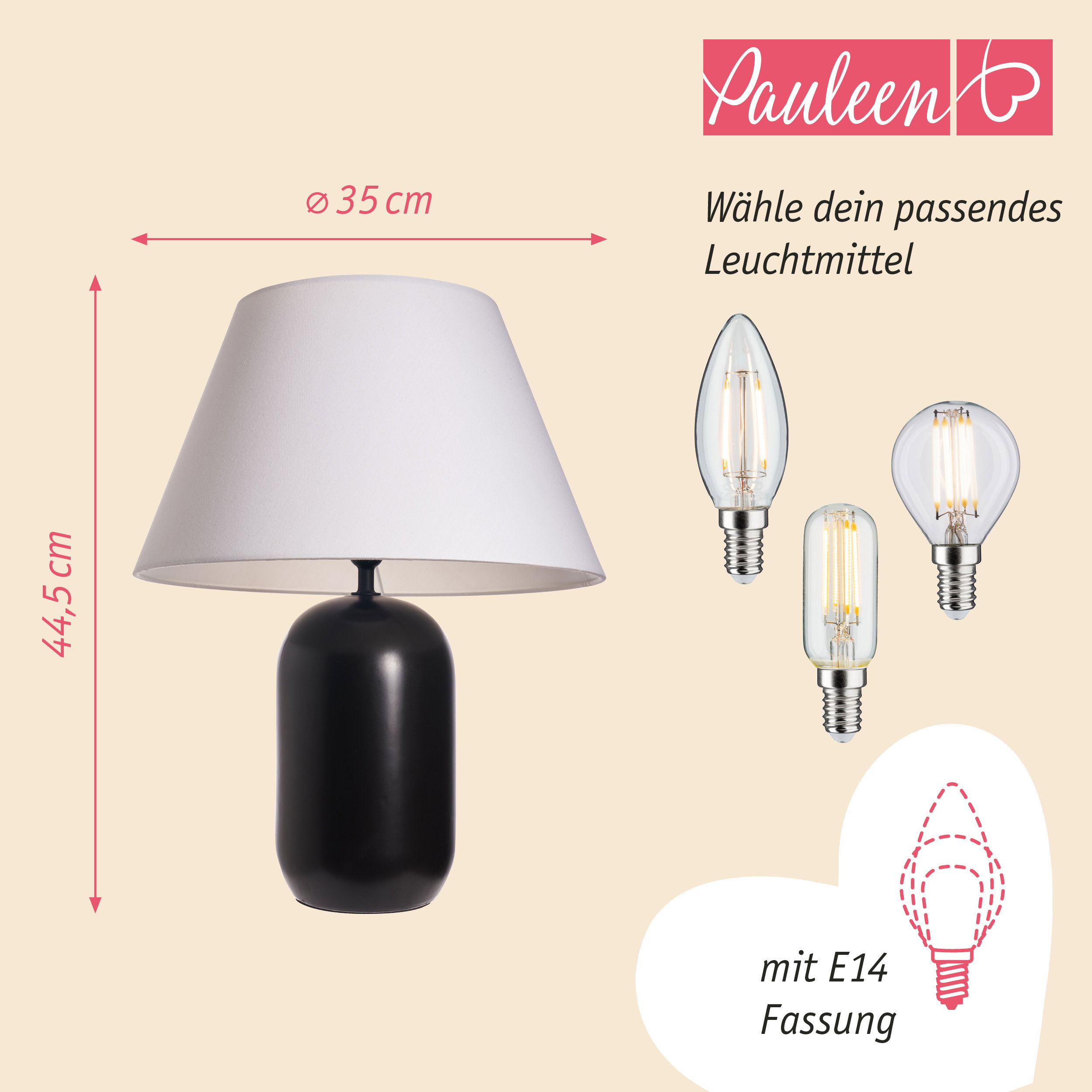 Paulmann Pauleen Tischleuchte Mystic Shine E14 max. 20W Weiß/Schwarz