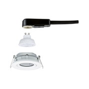 Weißer Einbaustrahler mit GU10 LED-Lampe und schwarzem Anschlusskabel für moderne Beleuchtung